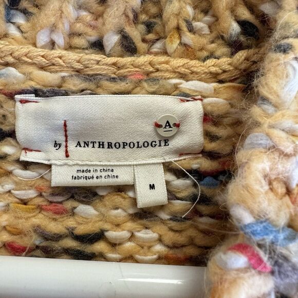 Anthropologie Kahlo Sweater Chunky Striped Knit Alpaca Wool Blend Rainbow Medium - Picture 10 of 12